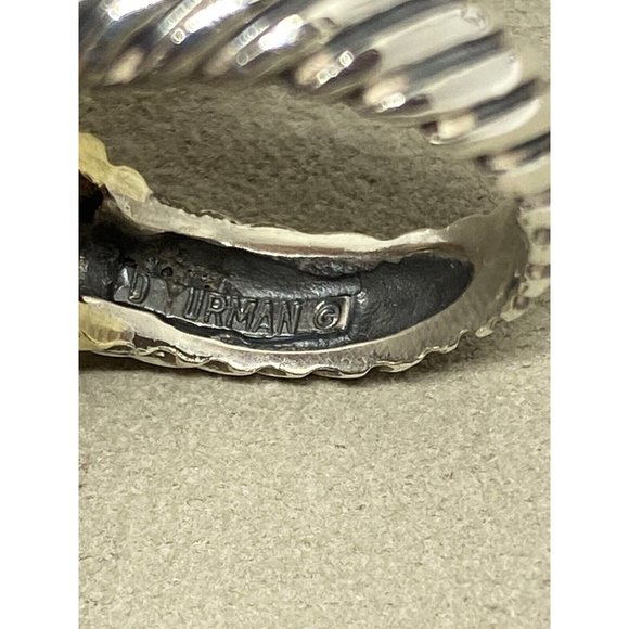 David Yurman 925 14K Gold Renaissance Cable Ring Amethyst Green Onyx Sz 7.75 - Picture 5 of 8